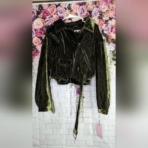 Avec les filles anthropology velvet moto jacket nwt